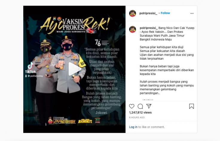 Desain Motivasi Kapolda Jatim dan Kapolrestabes Surabaya ‘Viral’ Capai 1 Juta Views