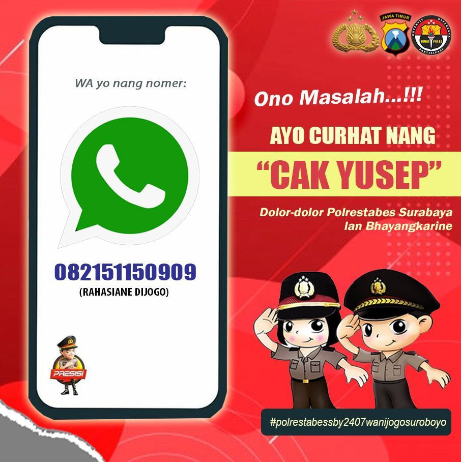 Ada Masalah! Ayo Curhat Ke Kapolrestabes Surabaya di WhatsApp Center