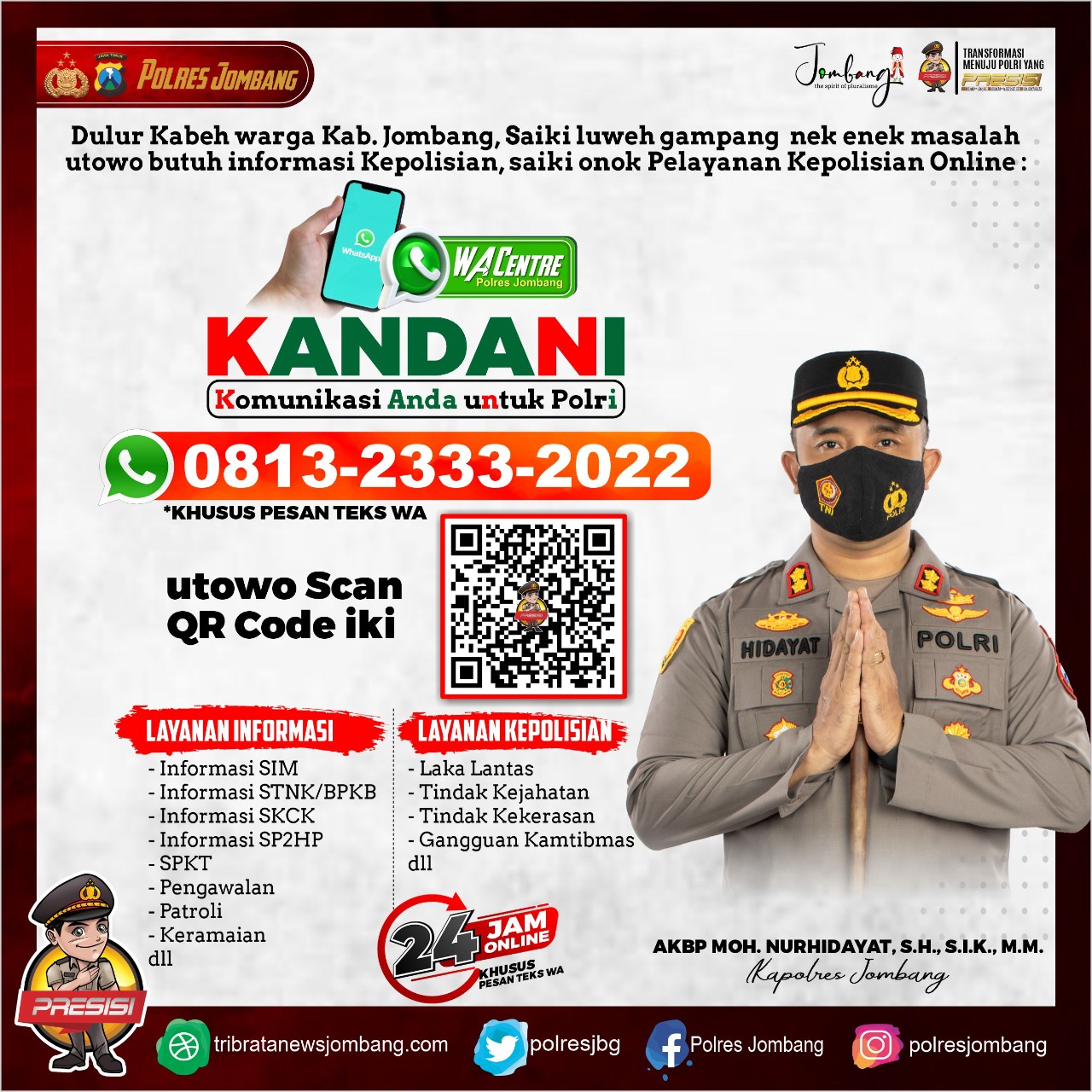 Polres Jombang Luncurkan Layanan Online Lewat WhatsApp