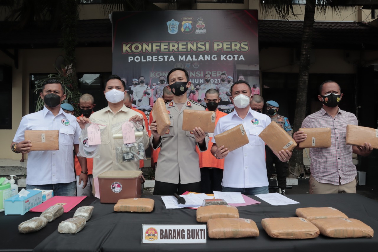 Polresta Malang Kota Berhasil Gagalkan Upaya Peredaran Ganja Seberat 14,5 KG