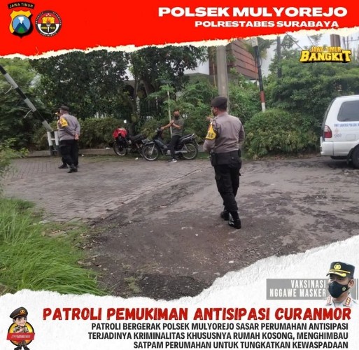 Tingkatkan Kewaspadaan Kriminalitas, Polsek Mulyorejo Rutin Patroli Mobile