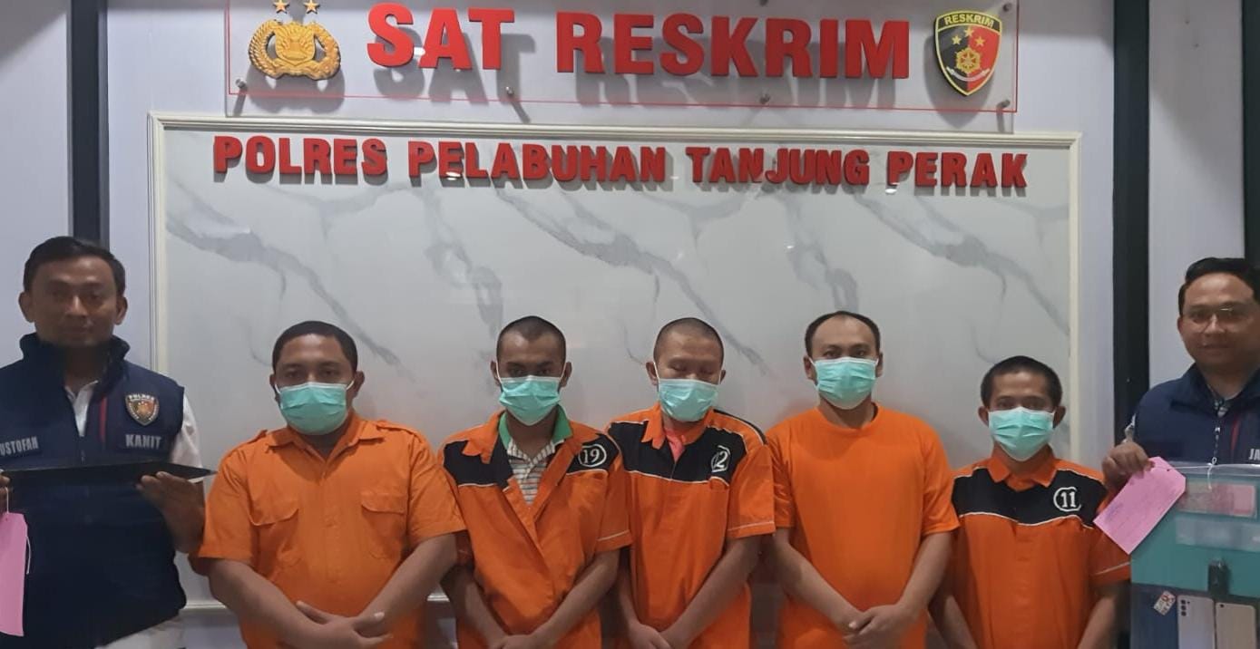 Unit Jatanras Satreskrim Polres Pelabuhan Tanjung Perak Tangkap 5 Orang Komplotan Pencuri Mobil