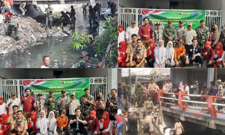 Karya Bakti Kodim 0830/SU Dalam Rangka Antisipasi Banjir Dan Munculnya Wabah Penyakit di Surabaya