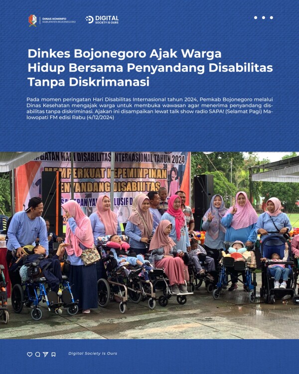 Melalui Program Sapa Pemkab Bojonegoro Ajak Warga Bersama Disabilitas Tanpa Diskriminasi