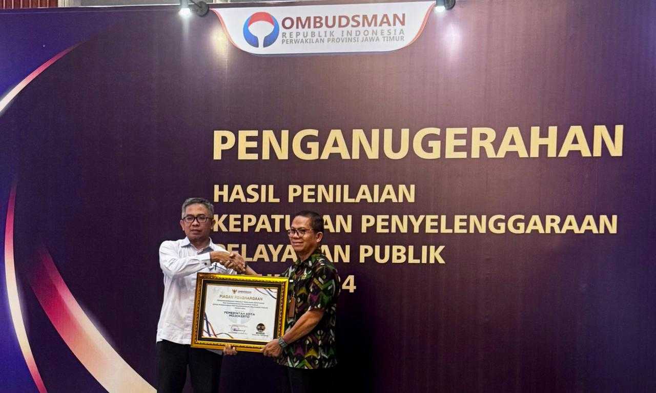 Pemkot Mojokerto Raih Predikat Zona Hijau Kualitas Tertinggi dari Ombudsman RI