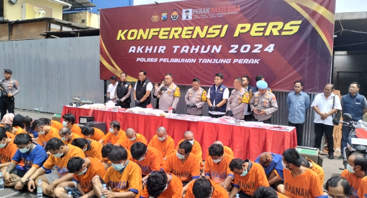 Rilis Akhir Tahun, Satreskrim Polres Pelabuhan Tg Perak Ungkap 1162 Kasus Pelanggaran Hukum Pidana