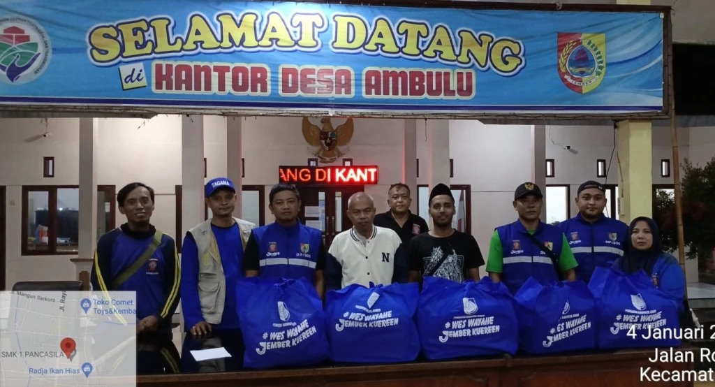 Tagana Kabupaten Jember Distribusikan Bantuan di Wilayah Terdampak Banjir