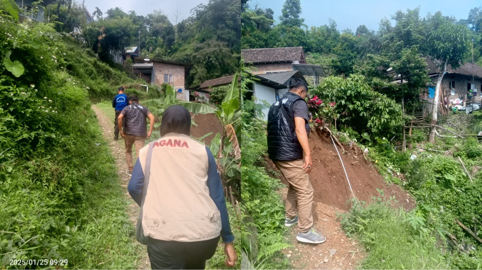 Tagana Kabupaten Pasuruan Respon Cepat Longsor di Prigen Berdampak Isolasi 5 Rumah Warga