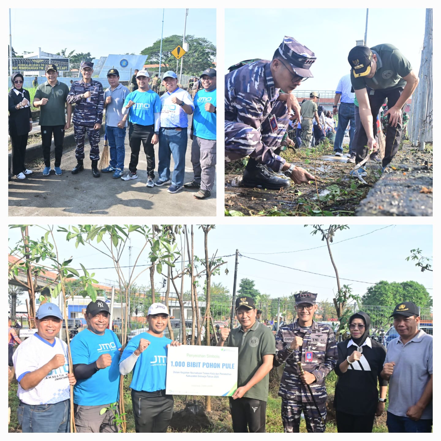 penanaman 1000 pohon puli dan kerja bakti massal di Bundaran Fly Over Aloha, Sidoarjo:
