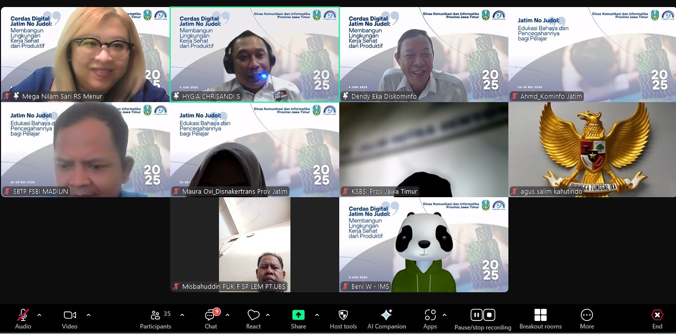 Webinar Kominfo Jatim Bahas Bahaya Judi Online di Tempat Kerja