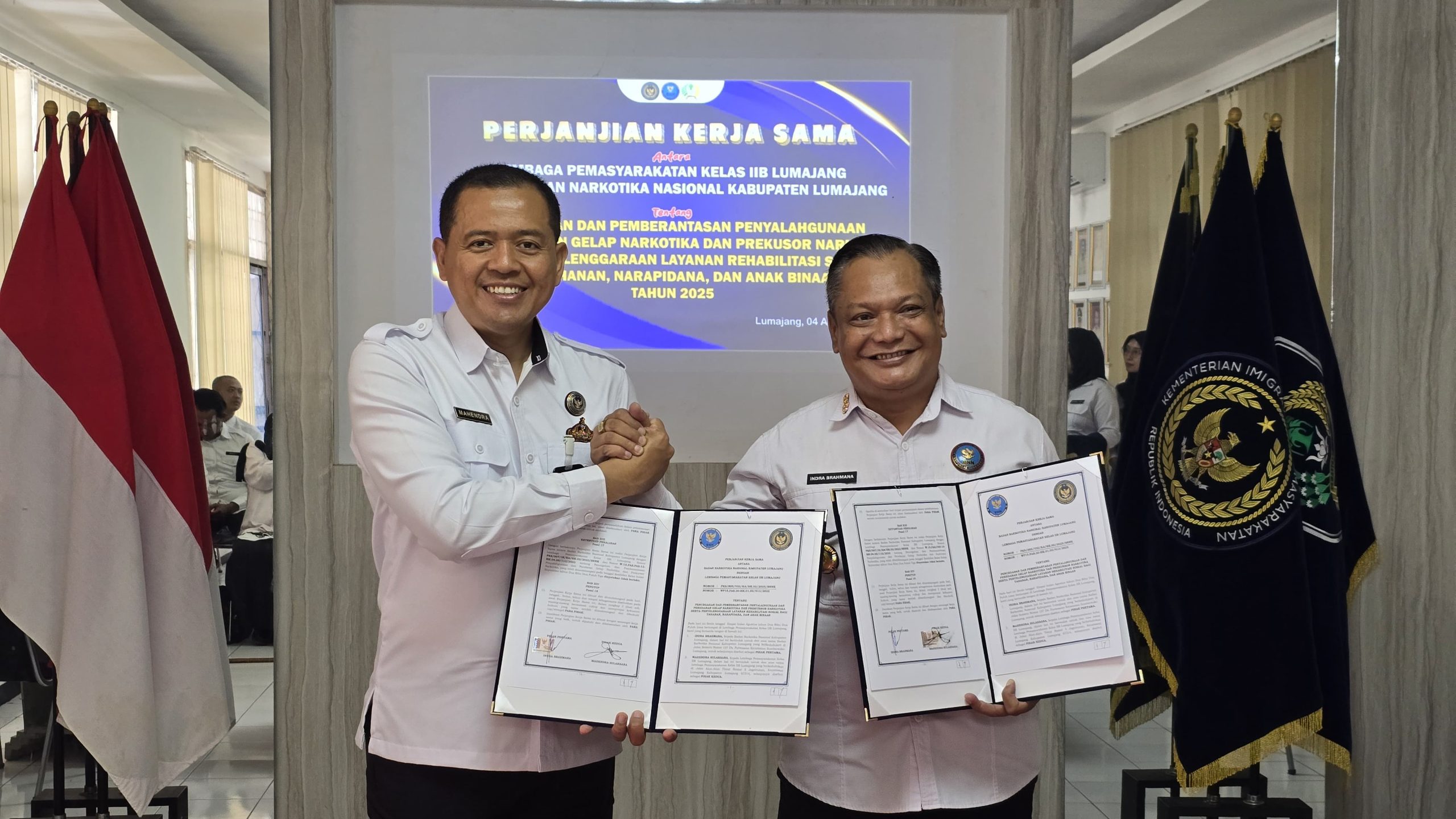 Penandatanganan MoU Antara Lapas Lumajang dan BNNK Lumajang untuk Pencegahan dan Penanggulangan Narkotika di Tahun 2025
