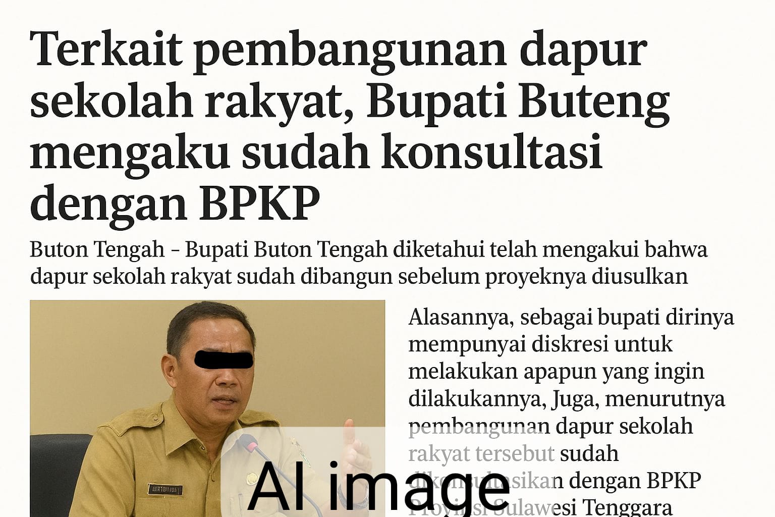 Polemik Dapur Sekolah Rakyat: Bupati Buteng Klaim Sudah Konsultasi dengan BPKP