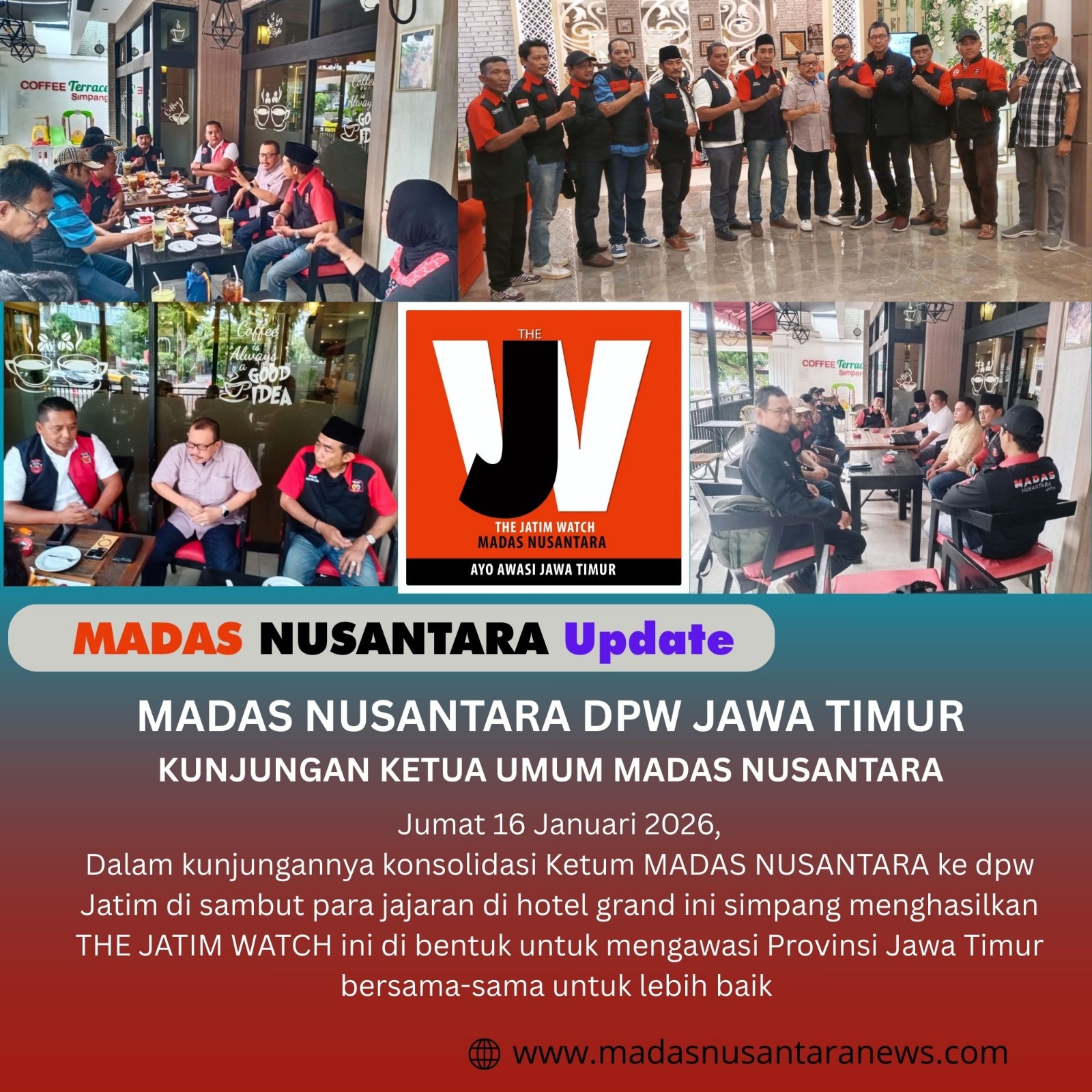 JATIM WATCH MADAS NUSANTARA SIAP DILUNCURKAN ATAS INSTRUKSI KETUM DPP & DPW JAWA TIMUR GELAR RAPAT KOORDINASI PERCEPATAN PENGAWASAN SEBAGAI LEMBAGA SAYAP RESMI MADAS NUSANTARA