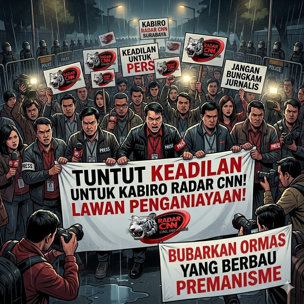 Jurnalis Radar CNN dan MADURA ASLI SEDARAH (MADAS) Gelar Aksi, Tuntut Keadilan atas Penganiayaan Kabiro Surabaya